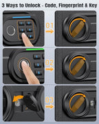Uniclife 71 Position Key Box, Wall Mount Key Lock Box with Code and Key Lock, Fingerprint Key Cabinet with Anti-Theft Key Drop Slot & Keypad, Keys Safe for Office Hotel & Company - style: Fingerprint Lock