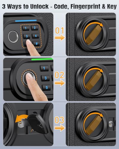 Uniclife 71 Position Key Box, Wall Mount Key Lock Box with Code and Key Lock, Fingerprint Key Cabinet with Anti-Theft Key Drop Slot & Keypad, Keys Safe for Office Hotel & Company - style: Fingerprint Lock