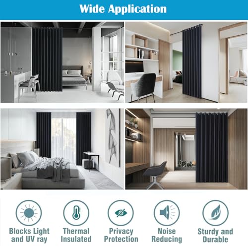 Instant Space Divider Curtain - Blackout, Privacy & Energy Saving - Extra Wide Fabric Partition Curtain for Room Dividing Without Renovation, 15 ft Wide x 9 ft Tall, Black, 1 Panel - color: Black, size: 180"W x 108"L (Pack of 1)