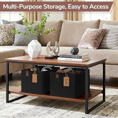 CHICVITA 4 Pack Large Storage Baskets for Shelves, Collapsible Shelf Baskets for Organizing, Fabric Closet Organizers and Storage Bins with Metal Frame, 16.8" x 11" x 9.8", Black - color: Black, size: 30L (16.8"L x 11"W x 9.8"H)