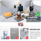 4PCS Water Absorbing Stone Tray, Stone Drying Tray for Bathroom Sink and Kitchen Counter, Fast Drying Diatomite Sink Coasters, Diatomaceous Coaster, Soap Dish Holders - color: Gray