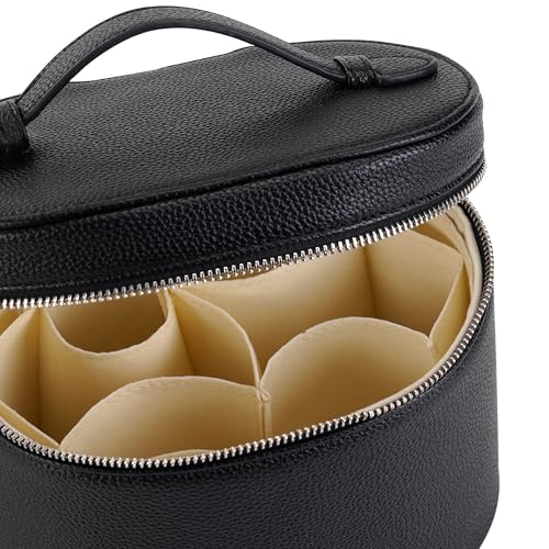 Makeup Bag Vanity Case Cosmetic Bag with Removable Divider Travel Toiletry Bag for Women Portable Make up Box Organizer, Black - color: Black