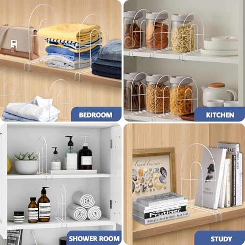 8-Pack 12" Tall Shelf Dividers - Closet Shelf Organizer - Easy to Install - No Tool - White PE Coating Steel - size: 8-PACK, style: Metal Height 12inch