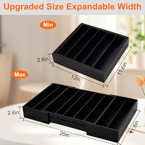MinBoo Bamboo Drawer Organizer - Expandable K Cup & Pods Holder, Coffee Pod Storage, Tea Organizer, Versatile Kitchen Accessory Organization and Storage，Black - color: Black