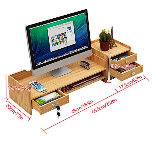 Monitor Stand Desk Organization with Storage Drawer, Adjustable Desktop Storage Organizer Multifunction Storage Shelf Desk Organization Computer Stand for Computer, Printer for Home Office