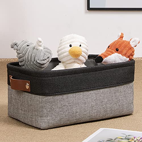 DULLEMELO Small Collapsible Fabric Basket for Organizing, Shelves, Closets, Laundry, Nursery, Decorative Gift Basket (Black&Gray) - color: Black&Gray, size: Small-11.8"x7.9"x5.1"