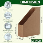EXYGLO 12 Pack Brown Magazine File Holder, Cardboard Magazine Rack with Label, Foldable Storage Organizer Box for Book, Documents, 10x3.3x12 Inches - color: Brown