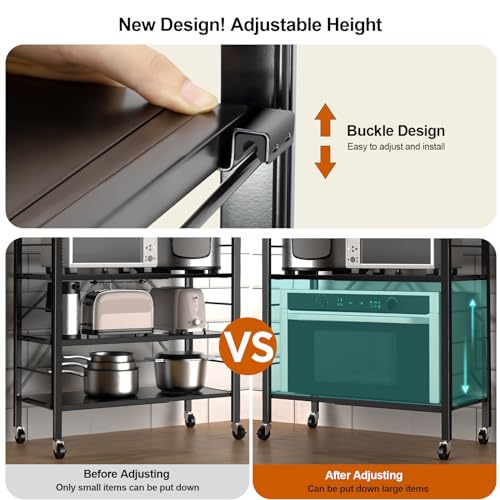5 Tier Foldable Storage Shelves, Expandable Folding Shelving Units with Wheels, Changeable into 2 Shelf Units, Collapsible Adjustable Storage Rack Metal Shelves for Storage, Pantry, Garage, Kitchen - color: Black, size: 5-Tier