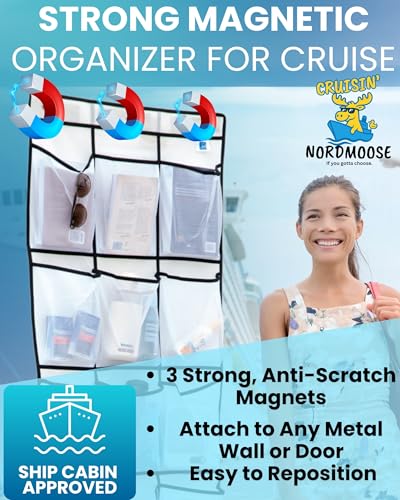 Nordmoose Cruise Ship Magnetic Door Organizer, Over The Door Organizer For Cruise Ships, Magnetic Shoe Rack - 3 Strong Anti-Scratch Magnets - Large Durable Pockets To Store Cruise Essentials 2026