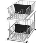 Simple Houseware 2 Tier Cabinet Wire Basket Drawer Organizer, Grey - color: Grey
