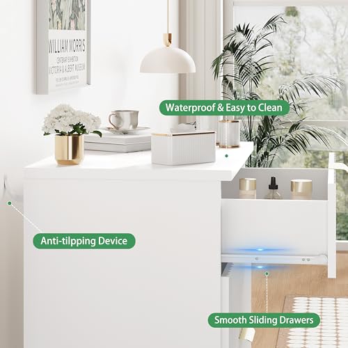Fluted Dresser for Bedroom with 3 Drawers, 24" Wide Modern Chest of Drawers with Metal Handle, Wooden Dresser TV Stand, Wood Closet Clothes Storage Drawer Organizer for Living Room, Hallway, White - color: White, size: 13.8"D x 23.6"W x 30.5"H (3 Drawers)