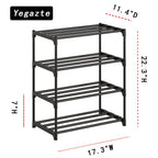 Small Metal Shoe Rack,Stackble Shoe Stand Storage Organizer for Entryway, Hallway and Closet (4-Tier,Black) - size: 4-Tier-Black-1R
