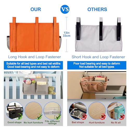 Surblue Caddy Hanging Organizer Bedside Storage Bag for Bunk and Hospital Beds, Orange, L - color: Orange, size: Large