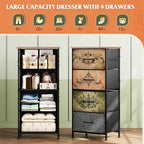 WLIVE Dresser with 4 Drawers, Storage Tower, Organizer Unit, Fabric Dresser for Bedroom, Hallway, Entryway, Closets, Sturdy Steel Frame, Wood Top, Easy Pull Handle, Pattern - color: Pattern