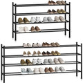 STORAGE MANIAC Long Expandable Shoe Rack, 24 Pairs Metal Wide Stackable Shoe Rack, Adjustable Shoes Shelf, Freestanding Shoes Organizer for Closet, Entryway, Hallway, Garage, Front Door, 4 Tiers - size: 4-tier