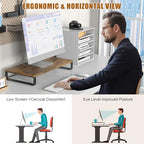 XINYAO Monitor Stand for Desk, Wood & Steel Computer Stand Riser with Storage Organizer for Office Laptop, PC, Printer 24x12 inch