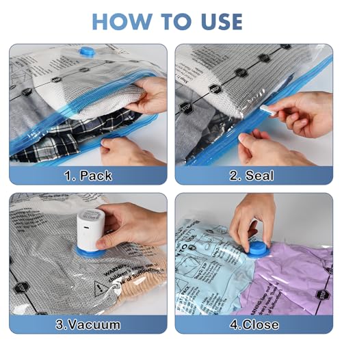BoxLegend 20 Pack Travel Vacuum Storage Bags with Wireless USB Electric Pump (1200mAh) 4 Sizes for Luggage, Suitcase & Backpack Must-Have Travel Essentials Save 80% Space for Clothes & Packing - size: TRAVEL 20 PACK-Electric Pump
