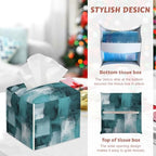 2 Pcs Abstract Grunge Blue Tissue Box Cover Leather Tissue Box Holder Square Facial Paper Organizer Dispenser for Bedroom Dresser Night Stand Office Desk - color: Abstract Grunge Blue