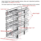 DINDON Pull Out Cabinet Organizer (7-1/2" W x 21-1/2"D), Cabinet Pull Out Shelves, 2 Tier Pull Out Drawers for Kitchen Cabinets, Wire Basket Slide Out Shelf for Cabinet Organization - size: 7-1/2"W X 21-1/2"D