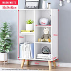 IOTXY Wooden Open Shelf Bookcase - 3-Tier Floor Standing Display Cabinet Rack with Legs, 5 Cubes Bookshelf, Warm White - color: Warm White, size: 50CM