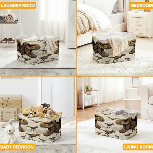 56L Dinosaur Laundry Basket Dirty Clothes Hamper with Handles,Foldable Blanket Storage Large Laundry Hamper with Waterproof,Toy Storage Bin Organizer,Clothes Organizer,Home Decor Gift - color: Dinosaur