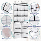 2 Packs Over the Door Shoe Organizer, 36 Large Mesh Pockets Hanging Shoe Boots Rack Holder, Closet Hanging Organizers for Storage Sneakers High Heeled Shoes Slippers (White) - size: 36 Pockets