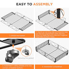 Under Bed Storage with Wheels, Rollable Under Bed Storage Container, Foldable Metal Under Bed Organizer for Bedroom Clothes Shoes Blankets Storage (2black, Black) - style: 2 Pack