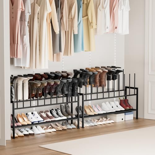 DIMJ Boot Rack 3-Tier - Black Metal Boot Storage Rack for Tall Boots Organizer Tall Boots, Multiuse Shoe Rack for Boots, Sneakers, High-Heels, Entryway, Fit for 10 Pairs, Black - size: 3-Tier 10 Pair
