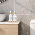 Bamboo Soap Dispenser Tray, Bathroom & Kitchen Sink Tray - Square, Ideal for Jewelry & Cosmetics - Bathtub Organizer - style: square