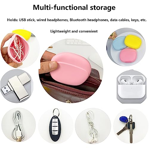 Silicone Headphone Organizer - Data Cable Storage Case - Mini Key Box - Portable Wired Headset Storage Bag (Yellow-Pink-Blue-3PCS) - color: Yellow-Pink-Blue
