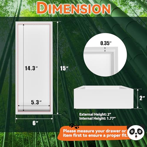 Lixple Kitchen Drawer Organizer - 2 Pack, Stackable Bamboo Drawer Organizers, Wooden Storage Box Tray for Cabinet, Pantry, Bathroom Countertop, Multi-use Organization and Storage (White) - color: White, size: 15 x 6 x 2 Inch