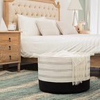 R RUNKA XXXLarge Cotton Rope Basket 22" X 22"X 14" Blanket Basket for Living Room Woven Basket Soft Baby Laundry Blanket Basket Nursery Bin Toy Basket with Handle White+Black - color: White+Black