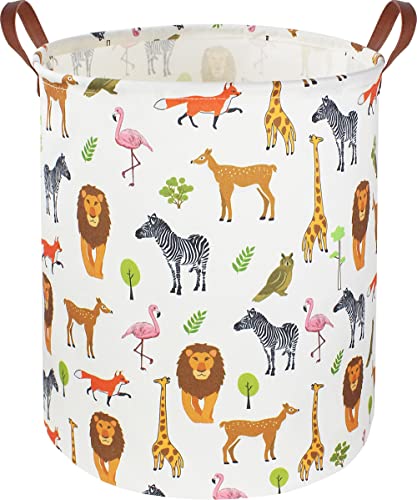 CLOCOR Kids Laundry Basket,Nursery Baby Hamper,Toy Storage Bin with handles for Boys and Girls,Safari Room Decor,Waterproof Storage Basket(Jungle Animals) - color: Jungle Animals