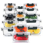 KOMUEE 30 Pieces Glass Food Storage Containers Set, Glass Meal Prep Containers Set with Snap Locking Lids, Airtight lunch Containers for Microwave, Oven, Freezer & Dishwasher,Gray - color: Gray