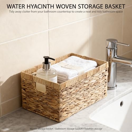 Storage Container, Natural Water Hyacinth Storage Bins Rectangular Basket,Arts and Crafts. - size: Medium