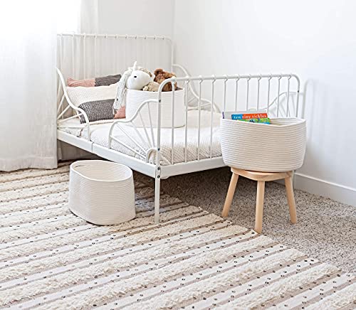 OrganiHaus Rope Baskets for Shelves - Set of 3 Woven Storage Baskets for Organizing, Closet & Toy Storage - Off-White - 15x9x10 - color: Full Off-White