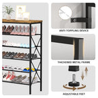 6 Tiers Metal Shoe Rack，Large Capacity Shoe Rack Holds 24 Pairs of Shoes, Durable and Stable, Adjustable Metal Shelf Stackable Shoe Shelf for Entryway, Hallway, Living Room, Closet - color: Rustic Brown, size: 27.8" x 10.8" x 39.2"