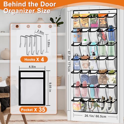Aheroi 35 Pockets Large Over the Door Organizer, Breathable Mesh Pockets Shoe Organizer, Hanging Shoe Organizers Mesh Closet Shoe Holder Hanger Holds Up to 40 lbs, Space Saving Shoe Rack - color: White 35-1Pack, size: 35Pockets-1Pack