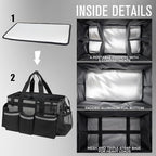 SCAVATA Wearable Cleaning Caddy, Cleaning Caddy Supplies Organizer with Handle & Shoulder Straps for Housekeepers, Under Sink & Car Cleaning Tool Organizers Bag with 4 Foldable Divider (MediumGrey) - color: MediumGrey
