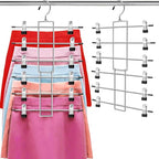 Pants Hangers with Clips,Space Saving Hanging Closet Organizer-6 Tiers Skirt Hangers with 360° Swivel Hook,Closet Organizer-Clothes Hangers - size: 1pack