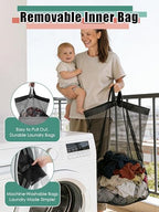 WTREE Laundry Hamper with Lid, Reinforced Sturdy Clothes Hamper with Anti-Puncture Base, Large Collapsible Laundry Basket with Removable Liner Bag, Tall Dirty Clothes Bin for Family, 100L Grey - color: Grey