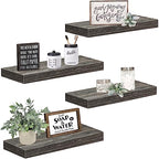 QEEIG Floating Shelves for Wall Bathroom Shelf Bedroom Kitchen Living Room Farmhouse Small Book Shelf 16 inch Set of 4, Grey (015-GY4) - color: D. Grey, size: 4pcs