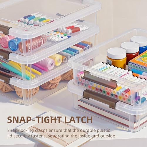 Citylife 3 PCS Plastic Storage Bins with Latching Lids Portable Project Case Clear File Box Stackable Storage Containers for Organizing A4 Paper, Photo, Document, Scrapbook - size: 5QT, style: 3 PCS