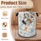 Seashells Starfish Laundry Basket,Waterproof Foldable Laundry Hamper,Dirty Clothes Basket, Linen Bin Storage Organizer Collection 16" x 20.8" - color: Seashells Starfish