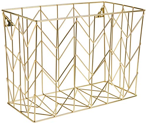 U Brands Desktop Hanging File Organizer, Gold Wire Metal Letter Size File Holder, Steel Wire Document & Folder Organizer for Office Desk, Home, Classroom - size: Letter