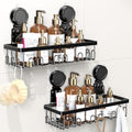 JOTPE Shower Caddy Suction Cup 2 Pack, No Drilling Shower Organizer for Bathroom with Large Capacity, Storage Suction Powerful Max Hold 40 lbs, Waterproof & Removable Bathroom Shelf, Black - size: Extra large