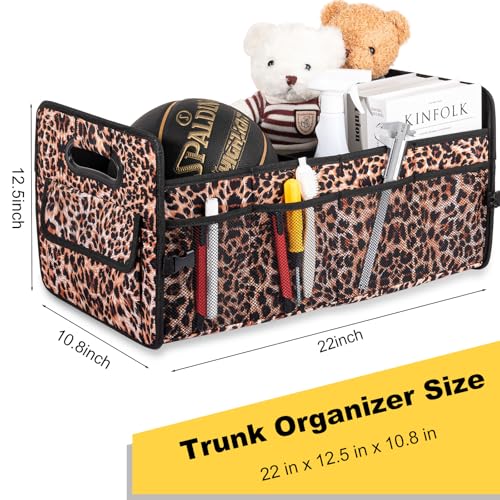JiatuA Car Trunk Organizer, Car Organizers and Storage Collapsible Multi Compartment Container Box, Adjustable Car Accessories for SUV Sedan Truck, Standard Size, Leopard print - color: Leopard print, size: Standard