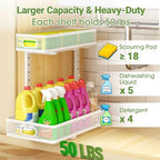 Under Sink Organizer 4-Pack, Metal 2-Tier Pull-Out Cabinet Shelf with Slide-Out Mesh Drawers, Height Adjustable, Space-Saving Storage Racks for Kitchen, Bathroom, Laundry Room, White - color: White-4 Pack