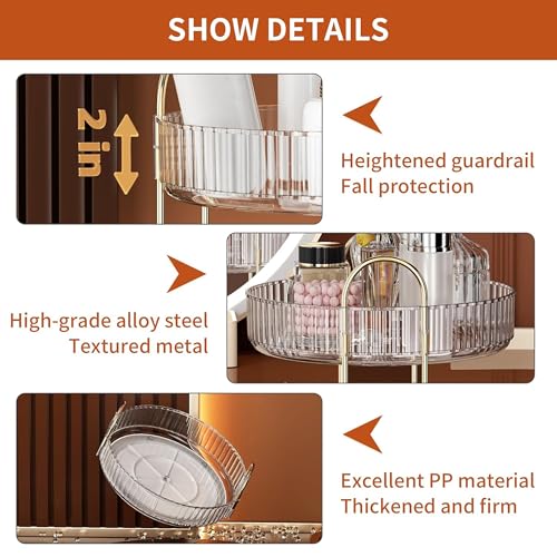 YCIA&DONE 360 Rotating Makeup Organizer and Storage for Vanity Bathroom Countertop, High Capacity Cosmetic Skincare Perfume Organizers for Dresser Lazy Susan (Clear White,2 Tiers) - color: Clear White, size: 9" (2 Tiers)