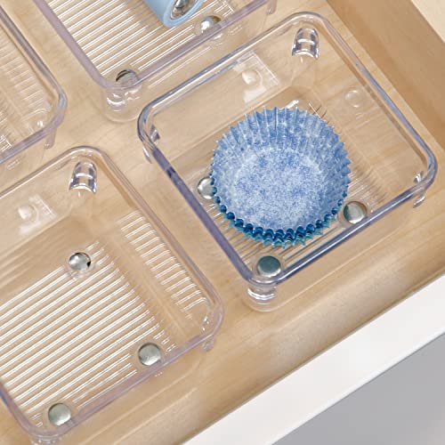 iDesign Linus Plastic Drawer Organizer, Storage Container for Vanity, Bathroom, Kitchen Drawers, 3" x 3" x 2", Set of 2, Clear - size: 3 x 3 x 2, style: Pack of 2